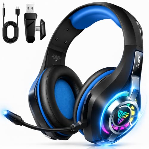 Image of 2.4GHz Wireless Gaming Headsets for PS5 /PS4 /Switch, New RGB Bluetooth 5.4 Noise Cancelling Gaming Headphones with 7.1 Surround Sound, 40mm Drivers, 276g Ultraligero, Memory Foam, 40Hrs Audifonos Gamer