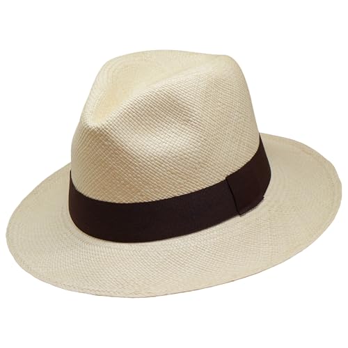 Tumia LAC - Sombrero Panama Hombre y Mujer, Fedora de Paja Toquilla Hecho a Mano en Ecuador | Sombrero Paja Ajustable y Plegable para Verano con Cinta – 59cm