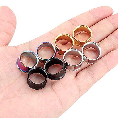 Qmcandy 4 Pairs Stainless Steel Double Twin Flare Flesh Tunnel Ear Plug Gauges 5/8 Inch #TOP1