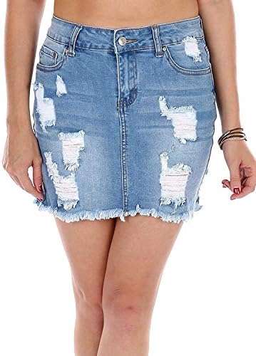 Wax Women's A-line Denim Short Skirt, Light Denim, Small