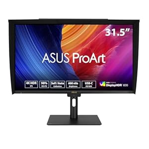 ASUS ProArt PA32UCE Professional Monitor 32 Inch 4K 16:9, 3840 x 2160, 10-bit, LuxPixel AGLR, AutoKVM, Ergonomic, Colorimeter, DisplayHDR 600 - DP, HDMI, 96W USB-C, USB Hub, Speaker