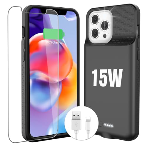 Kkd FM1261 Charging Case For Iphone 12/12 Pro,15W Fast Charging Real 7000Mah Smart Battery Charger Case With Tpu Anti-Slip Design And Anti-Abrasion Flocking cover