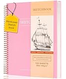 9 x 12 inches Hardcover Sketchbook for Drawing 120 Sheets Spiral Bound Sketch Pad Premium Art Sketchbook Artistic Drawing Painting Writing Paper(68lb/100gsm) for Kids Adults Beginners Artists, Pink