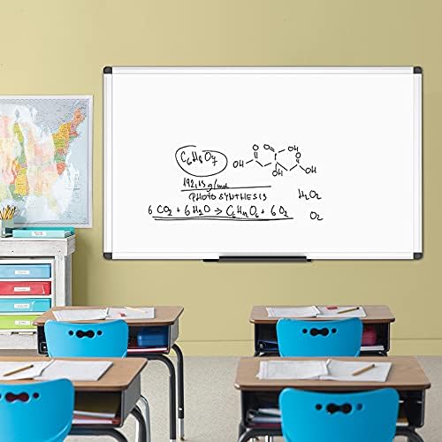 VIZ-PRO Dry Wipe Whiteboard 120 x 90 cm Dry Erase White Board for Children Wall Mounted Board for School Office and Home