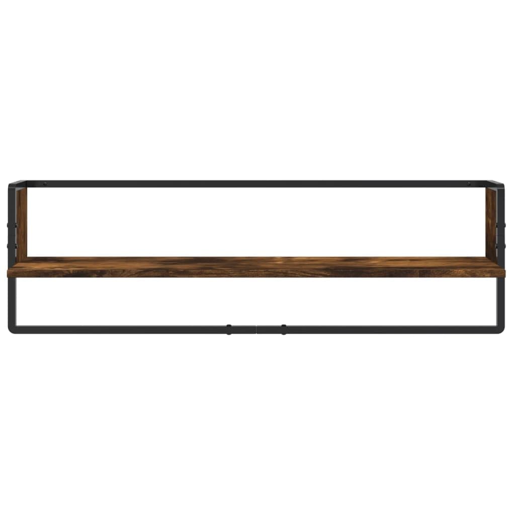 Set di 6 mensole da parete sospese con aste in metallo, legno di rovere affumicato, dimensioni per scaffale da 30 x 25 x 65 a 65 x 100 x 30 cm, per cucina, bagno, corridoio, ufficio