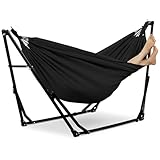 GDY Hammock Chair with Stand, 550 lb Capacity, Easy Set Up, with Carrying Bag, Portable for Travel/Backpacking/Beach/Backyard, Black.