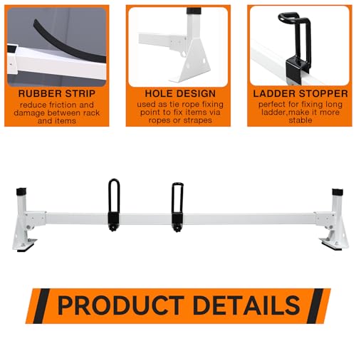 Image of Steel Cargo Van Roof Ladder Rack Fit for RAM ProMaster 2013-2026 White 2 Bars