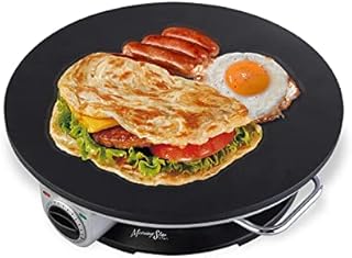 Morning Star Electric Crepe Maker Machine with 13-inch Non-stick Griddle Ideal for Pancakes, Eggs, Tortillas, & Lefse with Batter Spreader and attached Handle Crepes Maker