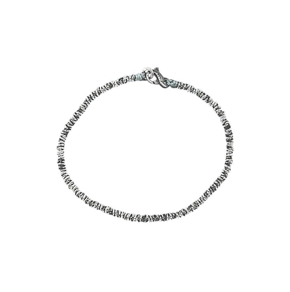 VLNET ® | Bracciale Spadarella Unisex | Argento 925 e Cotone Nautico Grigio | Fatto a Mano in Italia | Lunghezza 19 cm