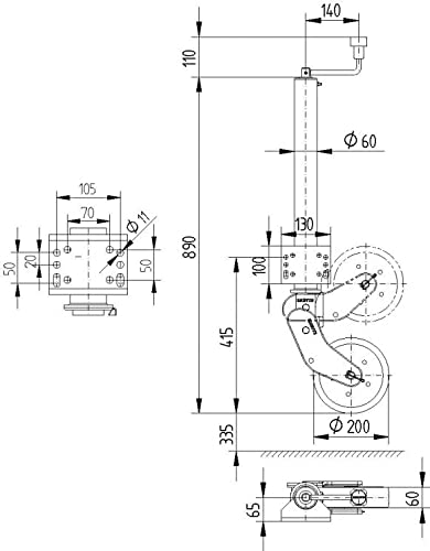 Neuswiel | Steunwiel wegklapbaar | Stalen velg | buis 51 mm | Knott