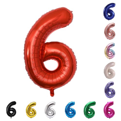 Image of YPSelected 32 Inch Large Foil Helium Number Balloon Birthday Wedding Party 0-9 (Red, 6)