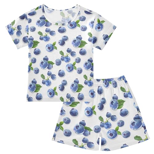 Blueberry Print Summer Cute Pajama Sets, Short Sets for Daily Wears and Sleep Wears