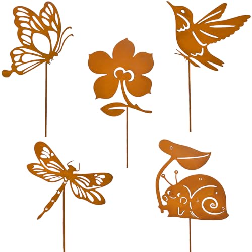 Ljevandria Gartendeko Rost 5 er Gartenstecker Metall Schmetterling...