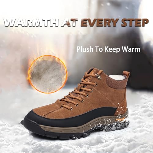Men's Genuine Leather Lace-up Hiking Boots Fashion Suede Waterproof Plus Velvet Warm Snow Boots Outdoor Casual Non-Slip Slip-on Chukka Boots2