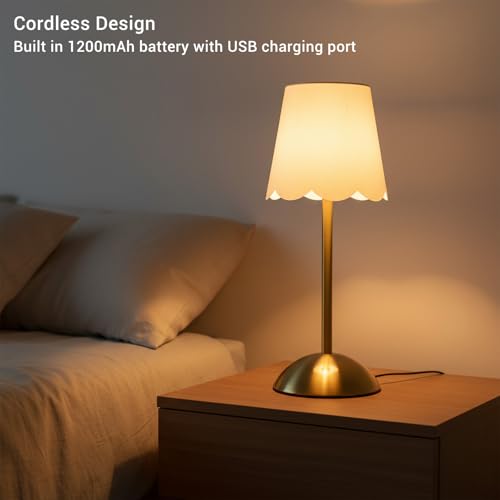 CCYLEZ Lámpara de Mesa Inalámbrica, Lámpara de Escritorio LED con Control Táctil de 1200 MAh, Luz Nocturna Portátil con Carga USB para Dormitorio, Sala de Estar - imagen 3
