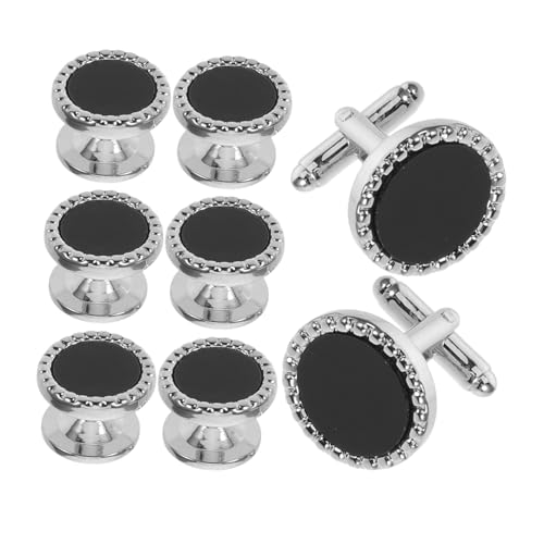 8 pcs botones y gemelos de acrílico negro para camisa miniatura 1