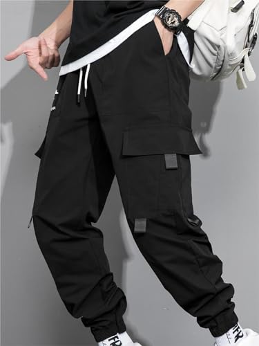 GORGLITTER Men's Graphic Cargo Pants Casual Drawstring Multiple Pocket High Waisted Street Pants4