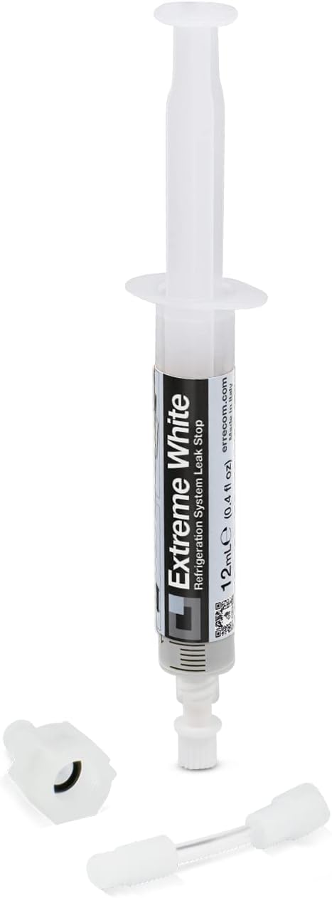 ERRECOM Extreme White - 12 mL, Refrigerant Leak Stop for Refrigerators with hermetic compressor and R600 - R290 – R134a, 1/4 SAE adapter included