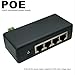 GZSHUNLI 1 Piece 4 Port POE Injector Four-Port Centralized POE Supply Box CCTV Surveillance IP Cameras Over Ethernet, Black, 500318112