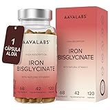 Hierro Suplemento con Vitamina C Natural – Bisglicinato de Hierro 42mg - para Mujer y Hombre - Biodisponibilidad Alta – 120 Cápsulas