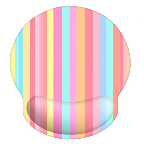 Ergonomic Memory Foam Mouse Mat, Wrist Rest Support Mouse Pad 9x10in Non-Slip Rubber Base Pain Relief Mousepad for Computer, Laptop Ofiice Business Use (Colorful Vertical Stripe)