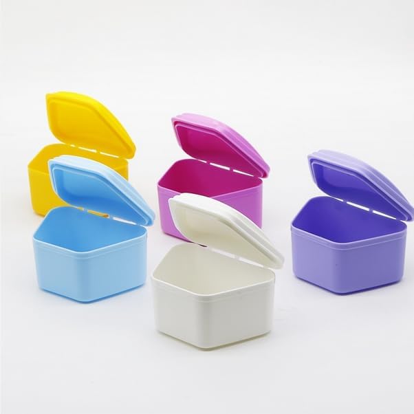 Miniatura 4 de Caja de almacenamiento de caja de baño de dentadura 3 "Color aleatorio de plástico titular de la dentadura del envase de la taza de la dentadura del
