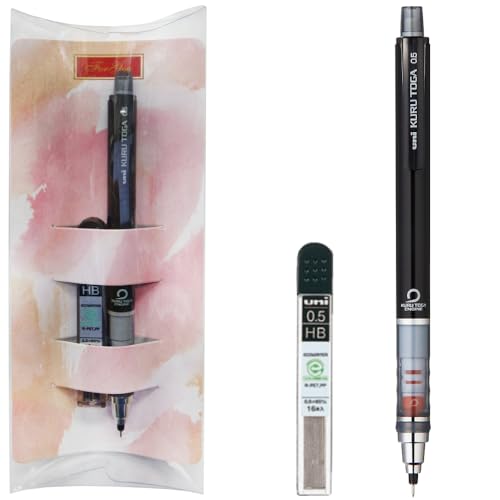 お祝いセット シャーペン クルトガ (ギフトケース + 0.5mm HB替芯) 三菱鉛筆 ブラック M5-450 1P.24 (ブラック)