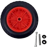 PU 14" Puncture Proof RED Wheelbarrow Wheel Tyre 3.50-8 foam filled + AXLE By KetoPlastics