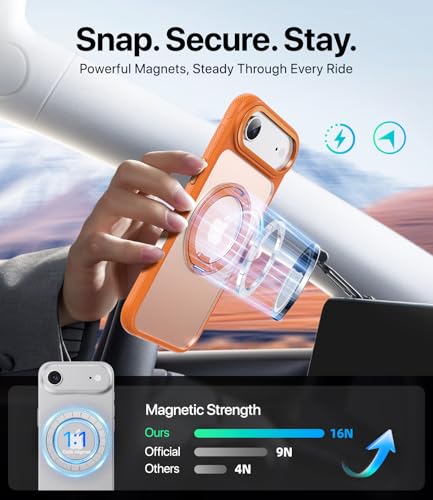 Image of for iPhone Air Case, Compatible with MagSafe, Slim Shockproof Military-Grade Rugged Protective Case with Stand, Camera Control, Comfort Grip (D-Orange, iPhone Air)