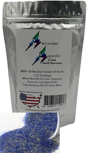 Awesome Aquatic Mixed Bed DI Resin 1.25 lb Resintech MBD-30 Nuclear Grade Color Changing DI Resin Deionization RO/DI 10" Filter Cartridge Refill (1.25 lb)