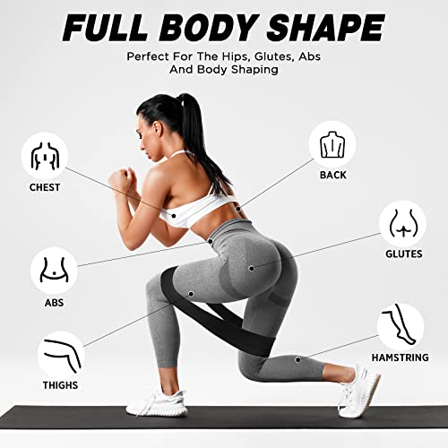 Image of 12 Pcs Fabric Resistance Bands for Working Out Non-Slip Booty Exercise Loop Bands for Women Men Glutes Hip Thigh Butt Yoga Pilates Fitness Gym, Light Medium Heavy