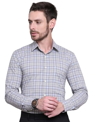 Image of Majestic Man Comfort Slim Fit Cotton Blend Checked Casual Shirt