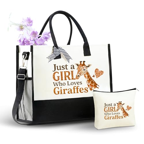InnoBeta Giraffe Gifts for Women, Giraffe Tote Bag with Top Zipper Closure and Shoulder...