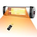 Electric Patio Heater, 1500W Wall-Mounted Outdoor Infrared Heat Lamp w/Remote Control, Quiet for Indoor/Outdoor Use w/ 3 Heating Levels, LED Display, 24H Timer, Waterproof IP34