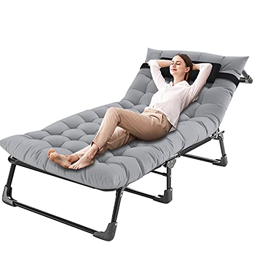 FICISOG Reclining Patio Chairs,Outdoor Patio Folding Lounge Chair for Sun Tanning,Adjustable 4-Position Portable Folding Chaise Camping Cot For Adult,Perfect Chair for Pool Beach Patio Lawn Sunbathing