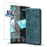 LBH Handyhülle für Nokia G11 / G21 in Petrol Blau mit Bildschirmglas Karten- & Geldfach Smartphone Hülle mit Standfunktion Flip Hülle Schutzhülle Magnetverschluss Vintage