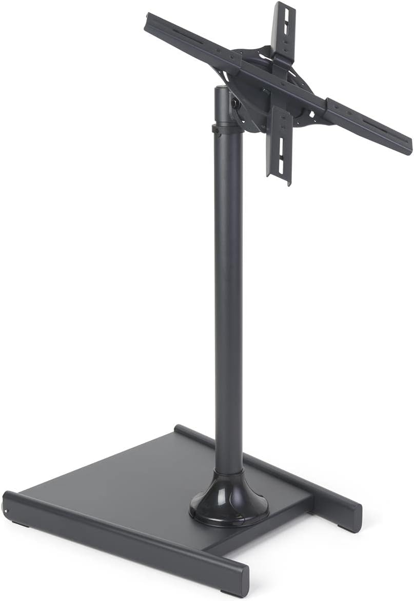 Floor Stand for Flat-Screen Monitor, Black Metal Bracket with Weighted Base, Rolling Wheels, LCD TV Rack for 27 to 60 Inch Screens – Perfect for Lobbies!