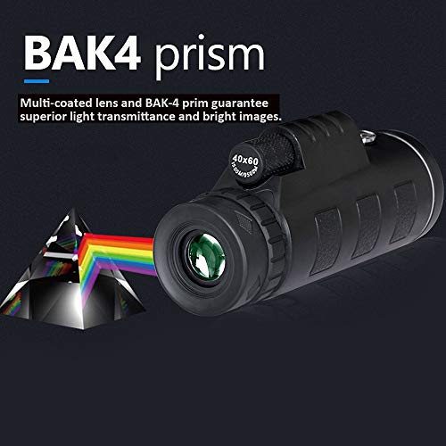 DECDEAL Telescópio monocular de alta potência 40X60 para observação de pássaros com bússola adaptado