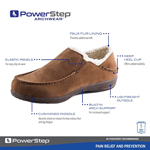 Powerstep Men's Archwear, House Shoes, Orthotic Slippers With Arch Support, Plantar Fasciitis Pain Relief, Brown/Ivory, 13 #TOP2