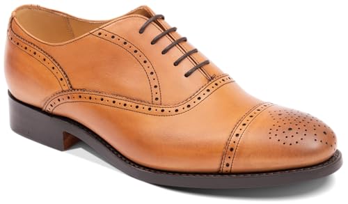 BARKER Newcastle - Zapatos de vestir Oxford de cuero hechos a mano para hombre, elegancia atemporal y artesanĂa superior, Conker Brown Calf, 41 1/3 EU