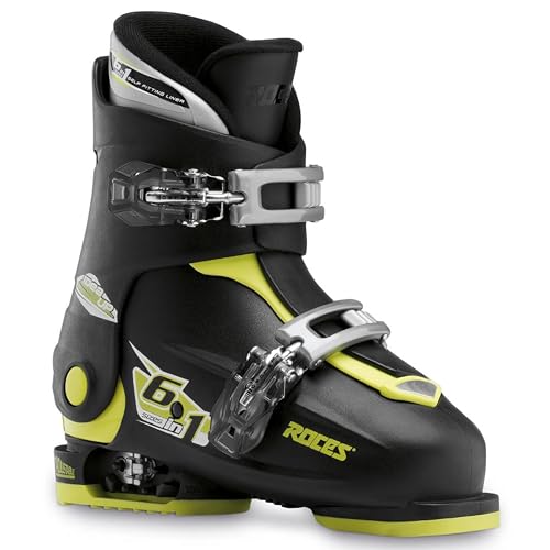 ROCES Adjustable Youth Ski Boot - Size 19.0-22.0 - Black/Lime Green