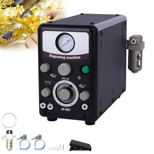 Máquina grabadora neumática de joyas,máquina de grabado manual neumática,herramienta de grabado multifunción,400-8000 RPM,herramientas de grabado de metales con engaste de piedras,Dual-Head-110V