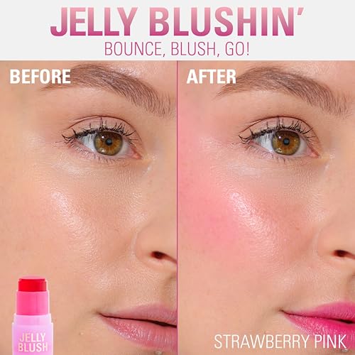 Image of Revolution Jelly Blush Stick Lip & Cheek Stain, Strawberry Red | Sheer, Buildable Coverage with Hydrating Hyaluronic Acid & Aloe for Multi-Use Glow, Vegan & Cruelty-Free