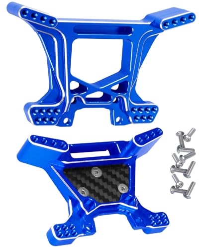 RCMYou Front Rear Shock Tower Shock Mounts Upgrades for Rustler 4x4 VXL/Rustler 4x4, Alloy, Navy Blue