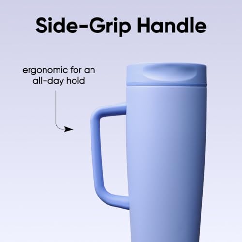 Image of Owala SmoothSip Slider Stainless Steel Insulated Travel Mug with Handle, 100% Leak Proof, For Hot and Cold Drinks, Travel Friendly with Sliding Lock Lid, 24 oz, BPA Free, Leak Proof, Out of the Blue