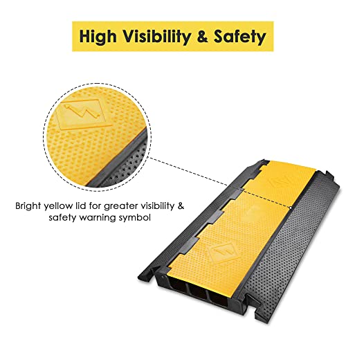 Yescom 3 Channel Cable Ramp Speed Bump Hump Rubber Protective Wire Cord Ramp Driveway Hose Protector 44000 Lbs Load Capacity #TOP3