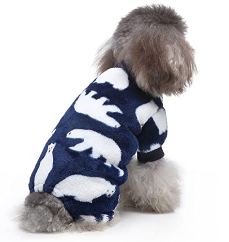 XIAOYU Dog Pajamas Winter Warm Onesies Jumpsuit 4 Leg Dog Clothes with Cute Polar Bear Pattern for Small Dog Cat Halloween Christmas Cosplay - Image 4