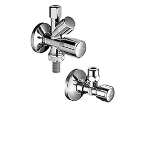 SCHELL 108620699 Armaturenanschluss-Set , Sanitäranschlussset COMFORT , Zum kalt- und warmwasserseitigem Anschluss von Einlocharmaturen + Geräteanschluss , Messing, Chrom