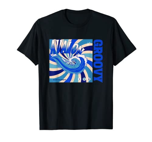 Retro Groovy Avalon Nueva Jersey Beach Ocean NJ Vacaciones Camiseta