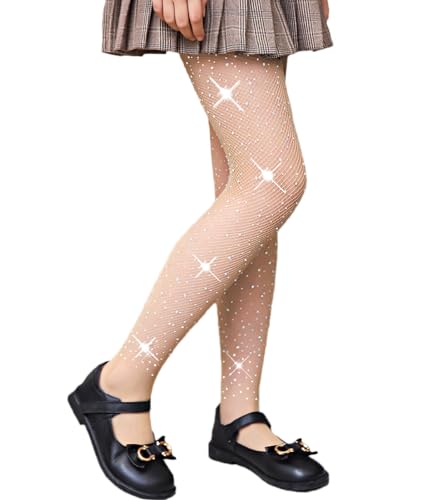 Girls High Waist Fishnet Tights Dance Tights for Girls Socks Seamless Rhinestone Fishnet Stockings